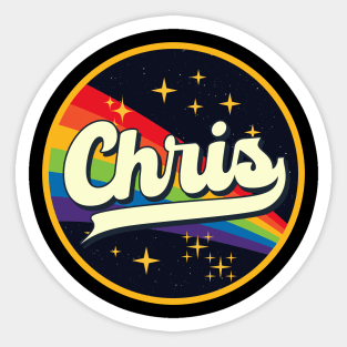 Chris // Rainbow In Space Vintage Style Sticker